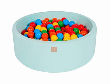 Ronde Ballenbak 200 ballen 90x30cm - Mint met gele, rode, donker groene, blauwe en oranje ballen